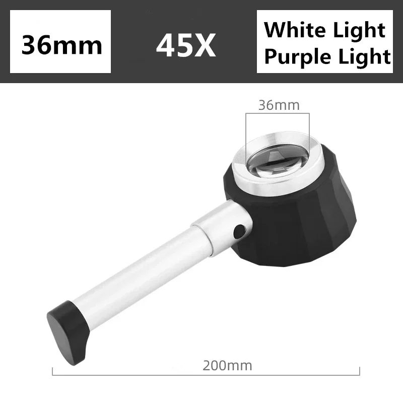 Imagem -02 - Lupa Óptica com Luzes Led Lupa Retroiluminada de Mão Escala Embutida para Identificar Selos Antigos de Jóias 45x