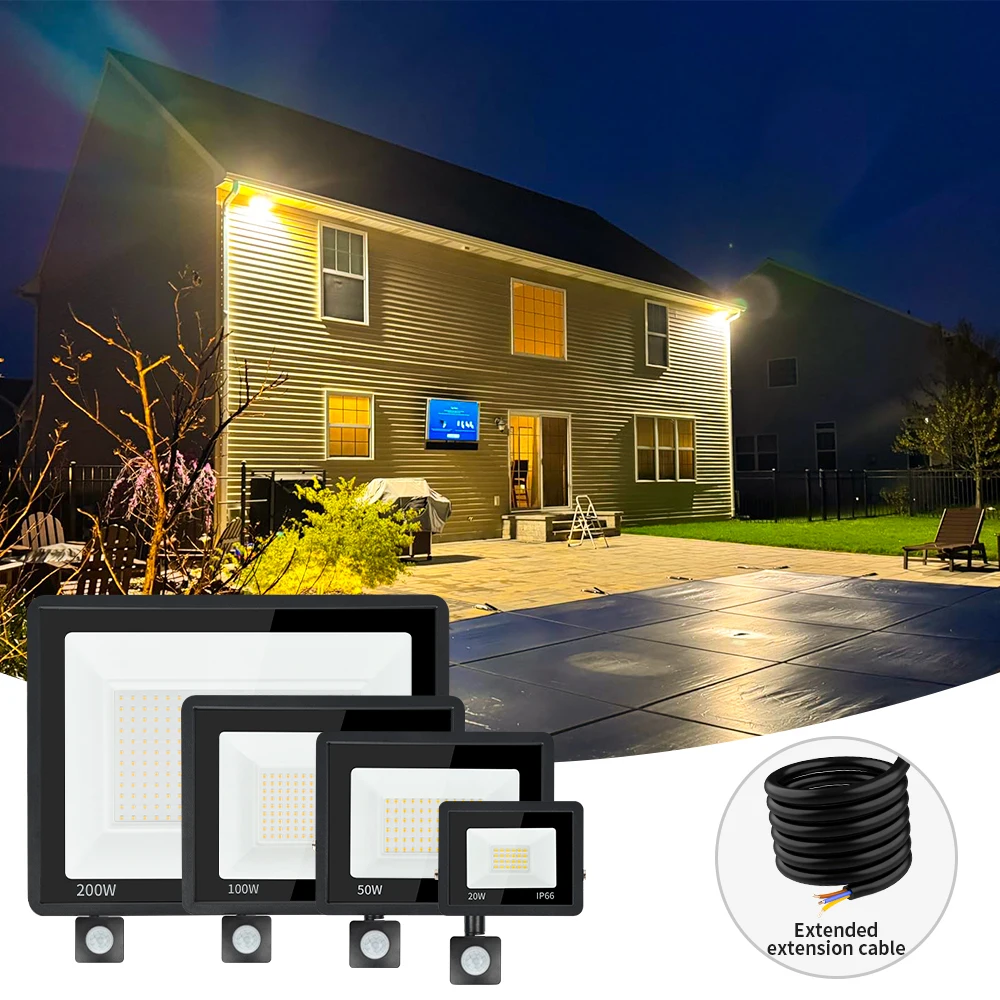 

Фонарь с датчиком движения, 100 Вт, 50 Вт, 30 Вт, 20 Вт, 10 Вт, IP66