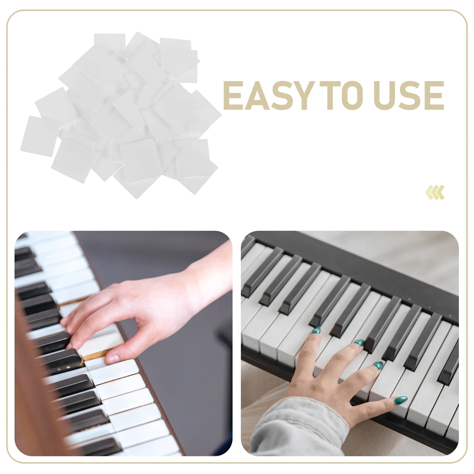 

52 Pcs White Keycaps Small Square Upright Piano Repair Tools Replaceable Durable Plastic Keytops Keyboard Accessories