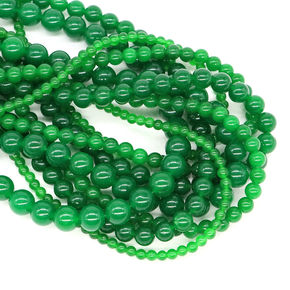 4/6/8/10mm Natural Green Jade Round Loose Spacer Crystal Stone 15