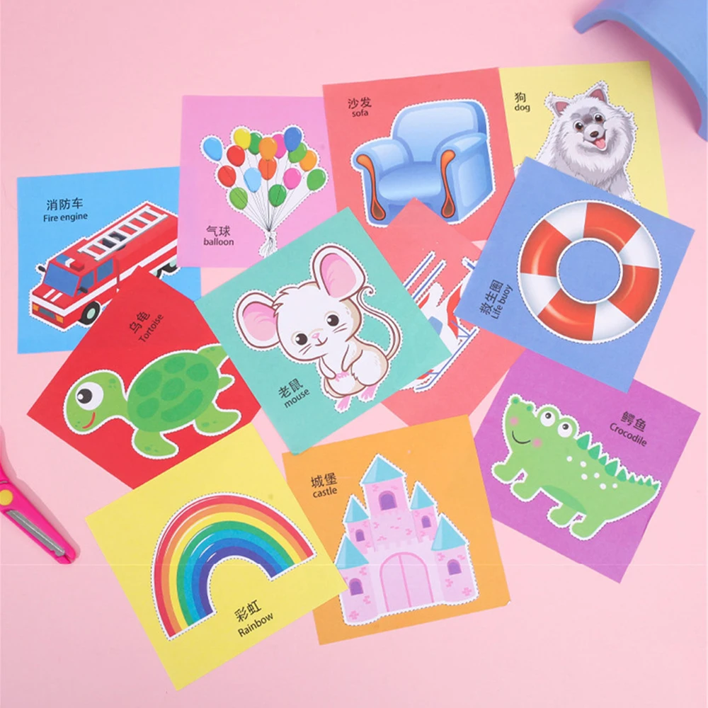 48/96Pcs bambini fatti a mano carta tagliata libro giocattoli artigianali fai da te cartone animato colore artigianato Scrapbooking forbici di sicurezza giocattoli educativi per bambini