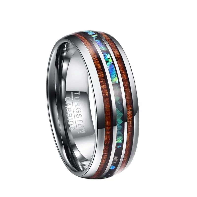 Nuncad 8mm Classic Wood Multiple Styles Tungsten Carbide Ring Fashion Jewelry Fit for Men High Quality Size 7-12