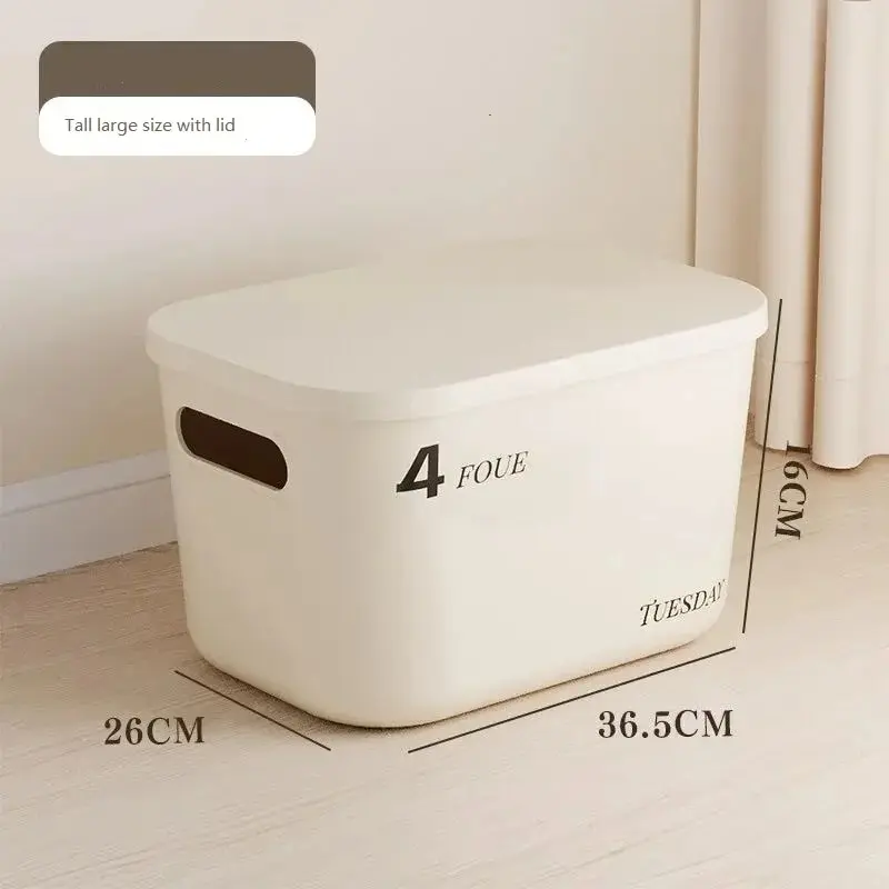 Ins Style Storage Box with Lid Dustproof Cosmetics Clothing Grocery Storage Bedroom Dormitory Storage Box Toy Storage