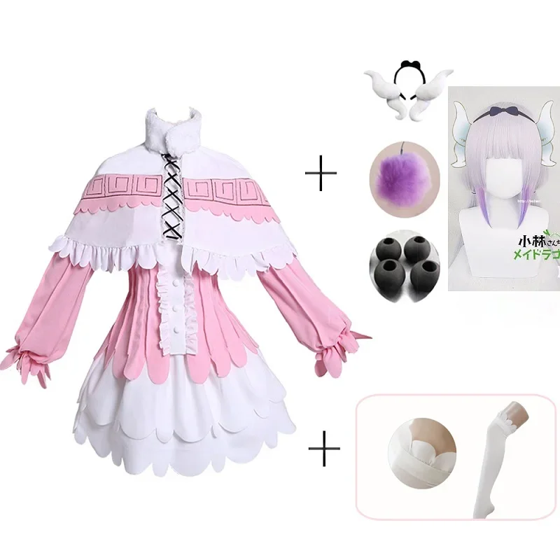 Japanese Anime Miss Kobayashi's Dragon Maid Kamui Kanna Cosplay Costume Women Halloween Party Dress Outfits with Accessories