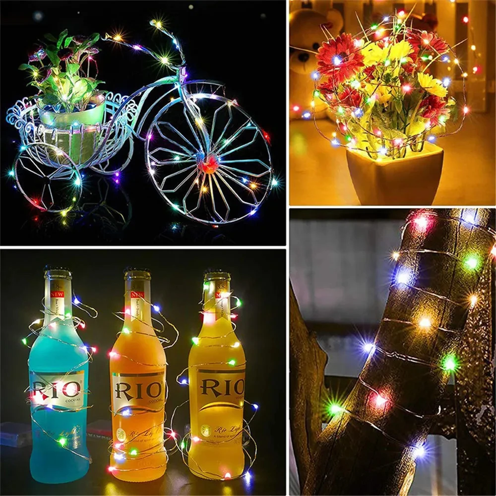 Impermeável Copper Wire LED String Lights, Silver Wire Guirlanda, Luzes de fadas para o Natal, Festa de casamento, 2m, 3m, 5m, 10m