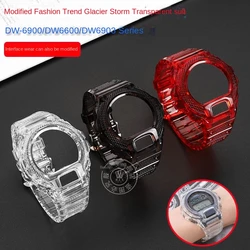 For Casio DW-6900 DW6900 DW-6600 Series modified transparent silicone Strap Case Watchband Bezel watch Bracelet accessories men