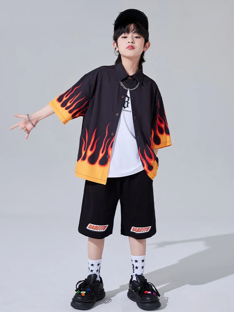 Kinder kleidung lose T-Shirt Shorts Streetwear für Jungen Jazz Dance Performance Bühnen kostüme Mädchen Hip Hop Outfits dqs16193