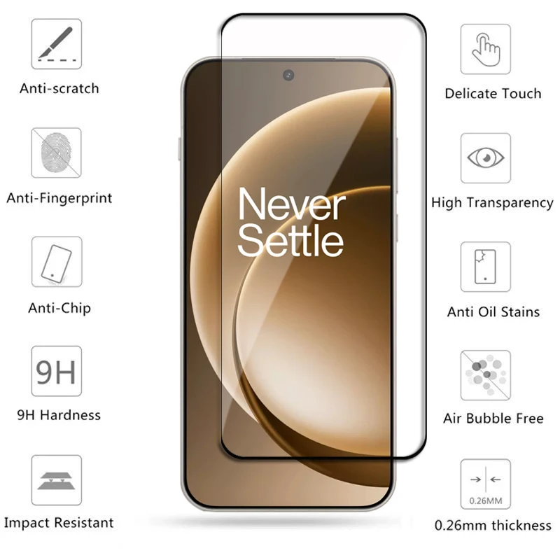 واقي شاشة سهل التركيب لهاتف Oneplus 15 خالي من الغبار لهاتف Oneplus 15 غطاء كامل من الزجاج المقسى فيلم الهاتف Oneplus 15