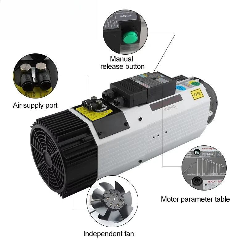 HQD 9kw 24000rpm air-cooled four-bearing ATC numerical control spindle motor for engraving machines