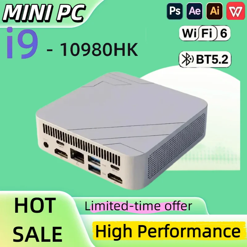 2026 New Mini PC Portable Slim New Core i9 10980HK 1TB 2TB SSD 16GB RAM WIFI 6 BT5.2 4K HD Mini Gaming Office Study Pc