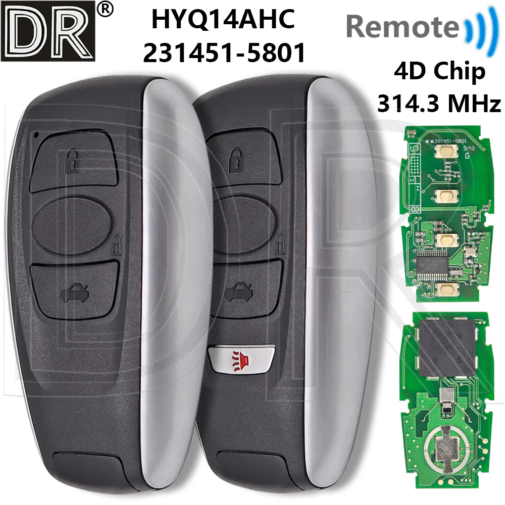 

Great 4D Chip 314.3MHz HYQ14AHC Board 281451-5801 Proximity Car Remote Key For Subaru Forester Impreza Legacy XV BRZ 2014-2020