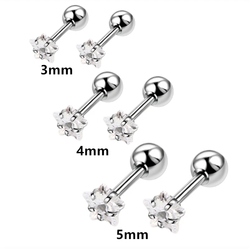 Edelstahl Herz-Ohrstecker-Set, kleine modische Stern-Kristall-Ohrstecker für Tragus, Knorpel und Helix, Alltagsschmuck – Detail 2