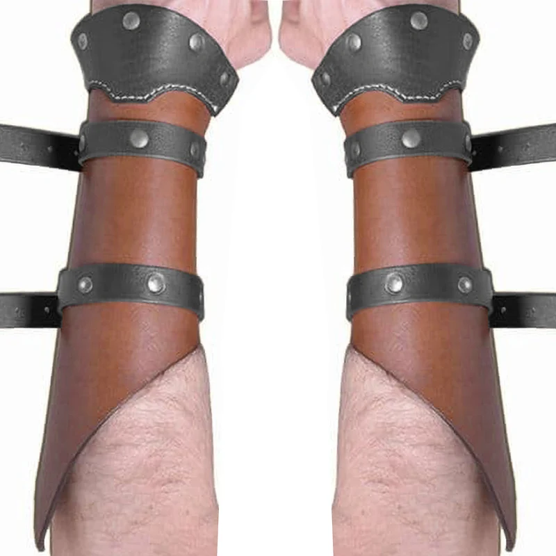 중세 팔 보호대 가죽 브레이서 바이킹 전사 기사 코스튬 액세서리 남성용 라프 엘프 궁수 보호 장갑