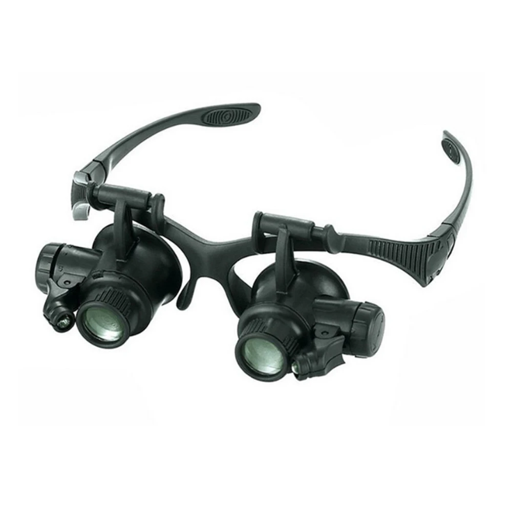 2.5X 4X 6X 8X 10X 15X 20X 25X مكبر تكبير عالي مثبت على الرأس مع أضواء LED زجاجية لإصلاح PCB