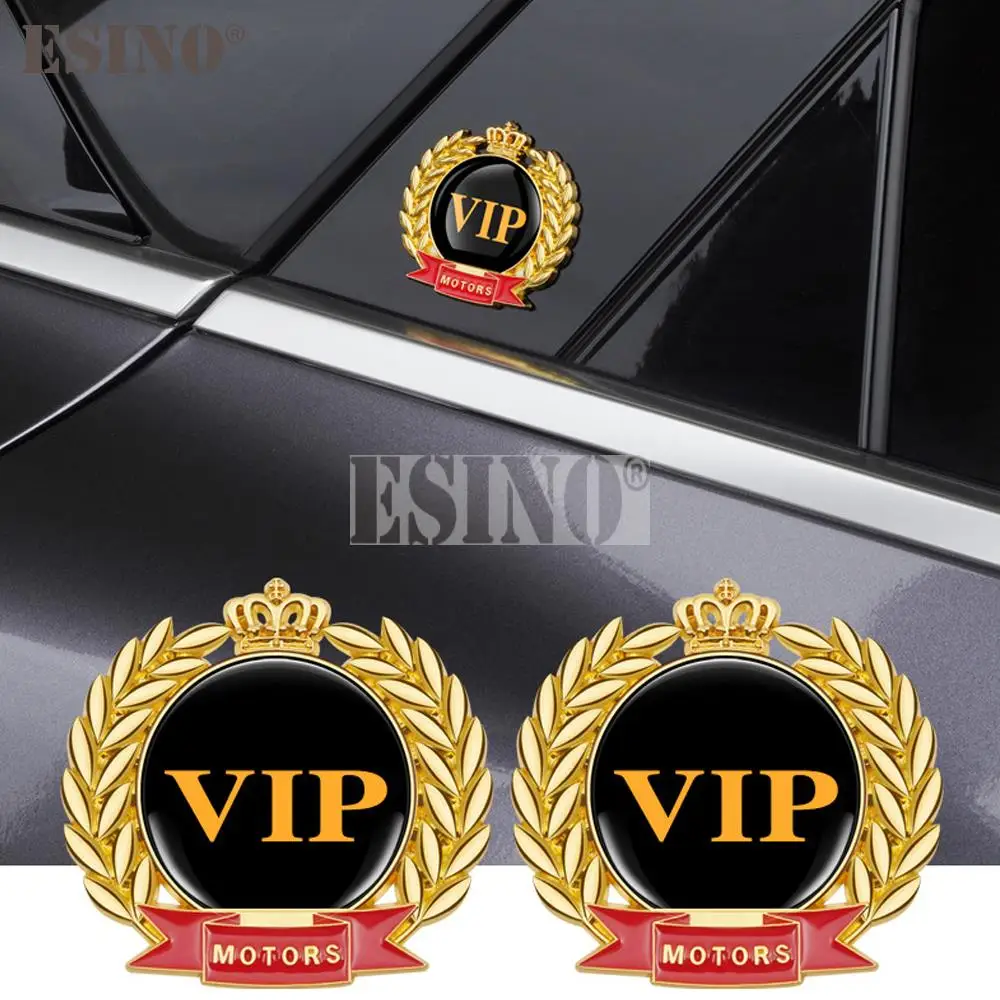 Car Styling Golden Wheatear VIP Logo Metal Zinc Alloy with Crystal Epoxy 3D Adhesive Emblem Badge Sticker Decal Auto Accessory