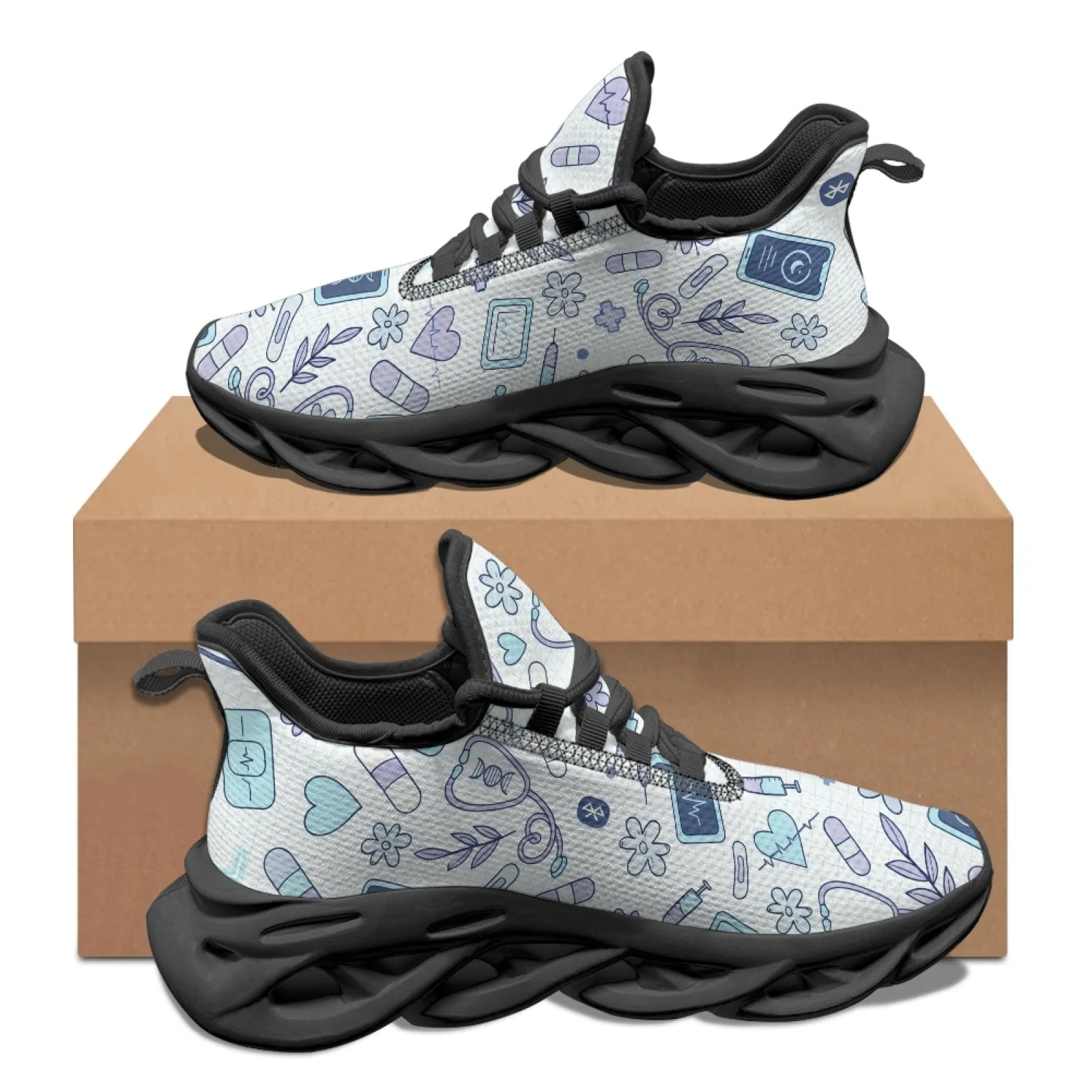PENSTROLL Medical Elements Pattern Men's Fashion Sneakers, Breathable Mesh & EVA Running Shoes for Casual Hiking and Walking