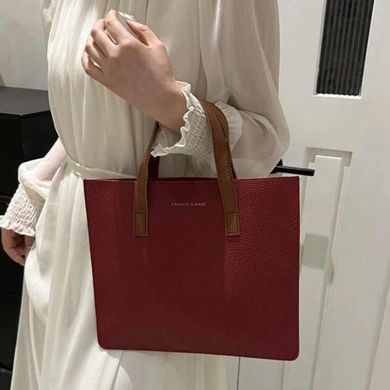 Nuova borsa Tote da donna in pelle PU borsa da donna alla moda e semplice borsa a tracolla da donna Casual di grande capacità estiva 2024