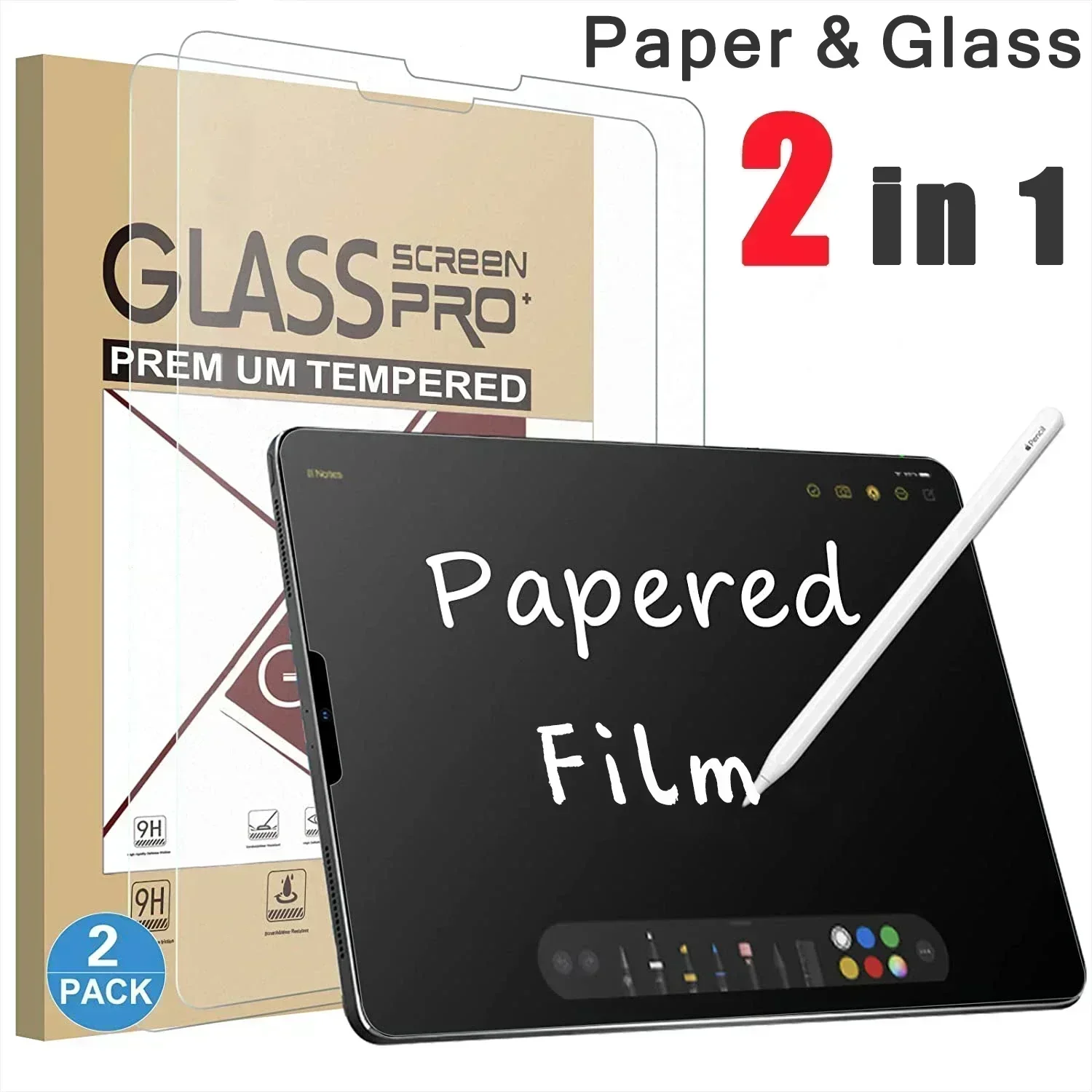 Screen Protector For iPad 5 6 7th 8th 9th 10th Gen 10.9 10.2 9.7 Like Paper Film Pro 11 12.9 Mini 6 Air 2 3 4 5 Tempered Glass