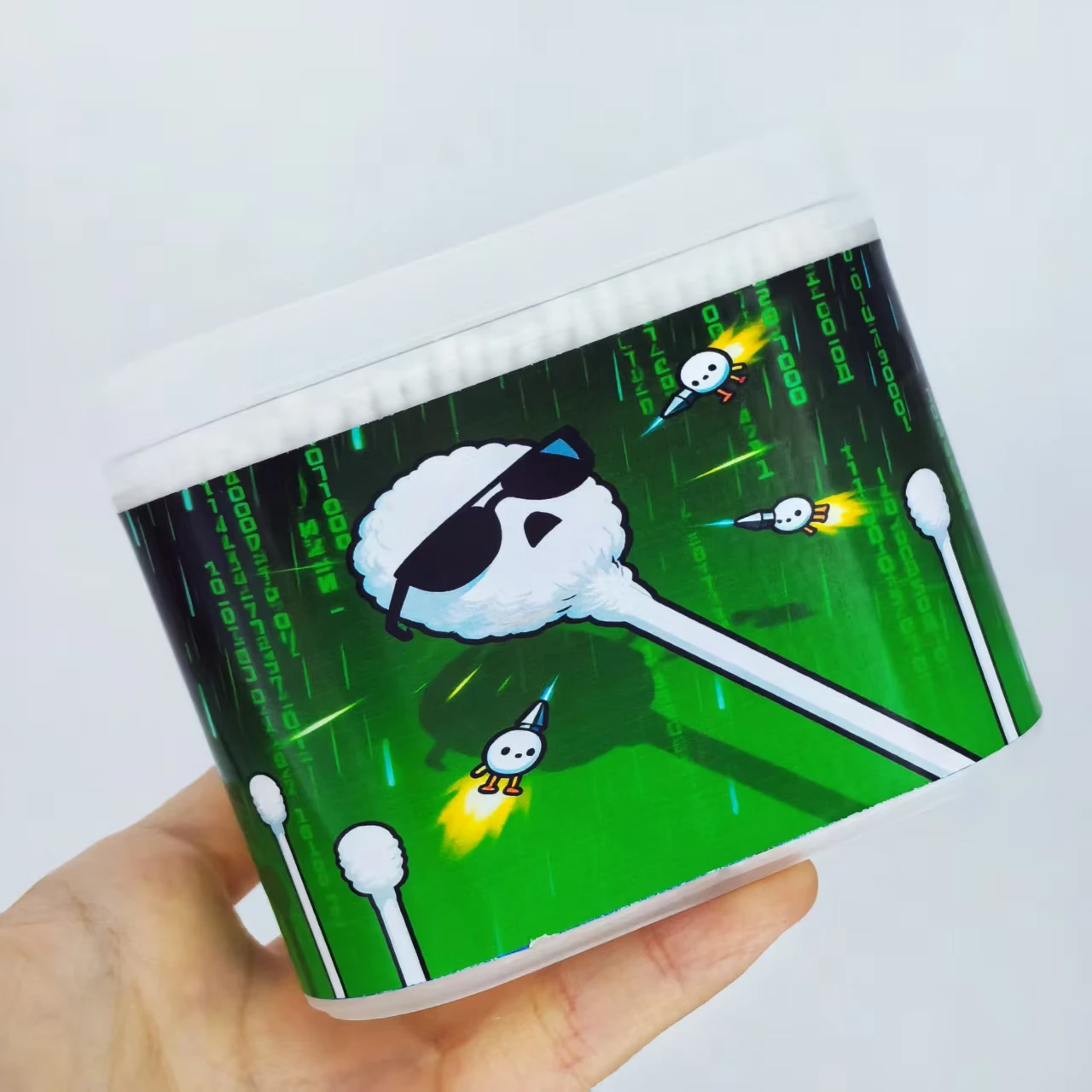 창의적인 패턴이 있는 가정용 면봉 600개, 양면 미세축 종이 스틱 면봉, 선물용 면봉