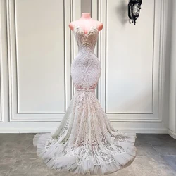 Beautiful Sexy See Through Mermaid Sweetheart White Sequin Fitted African Black Girls Long Prom Dresses 2026