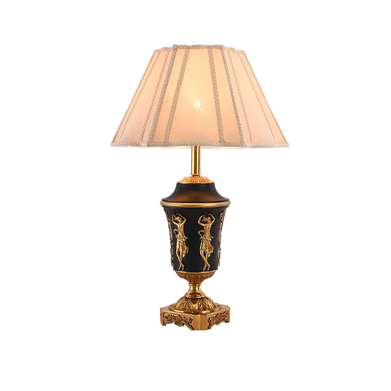 DINGFAN French Creative Designer Copper Carved Lamp Holder Table Lamp Luxury Home Decoration Led Table Lamp