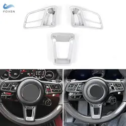 Car Interior Steering Wheel Cover Trim Chrome For Porsche Panamera Macan 2014-2020 Cayenne 2015-2020 718 911 918 2012-2015