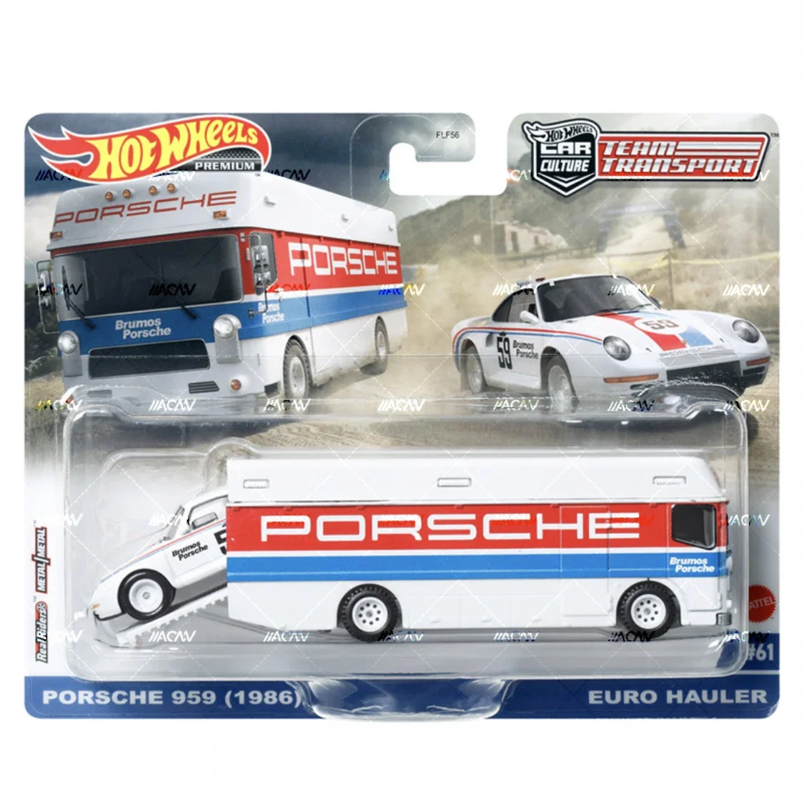 Original Hot Wheels Premium Car Culture Team Transport Toys for Boys 1/64 Diecast Porsche 959 Euro Hauler Willys Speed Waze Gift