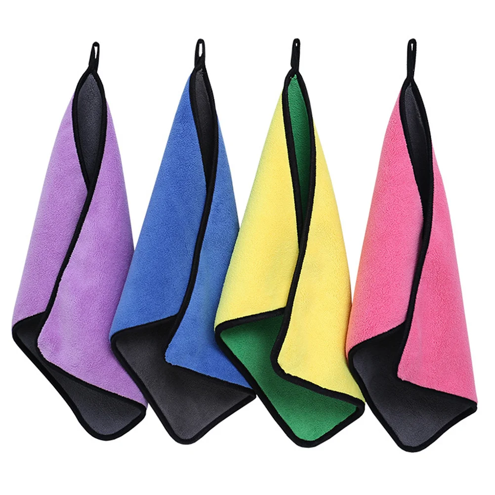 

4Pcs Coral Fleece Car Durable Quick Dry Super Absorbent Scratch Free Auto Wash Cloth for Vehicle Glass and