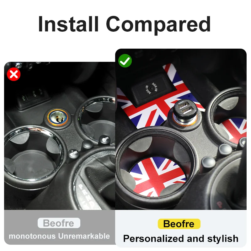 لميني كوبر R56 R55 كلوبمان 2007-2013 نسخة الوقود وسادة القهوة تخزين الأخدود حماية كوستر كوب السيارة المضادة للانزلاق وسادة حصيرة #6