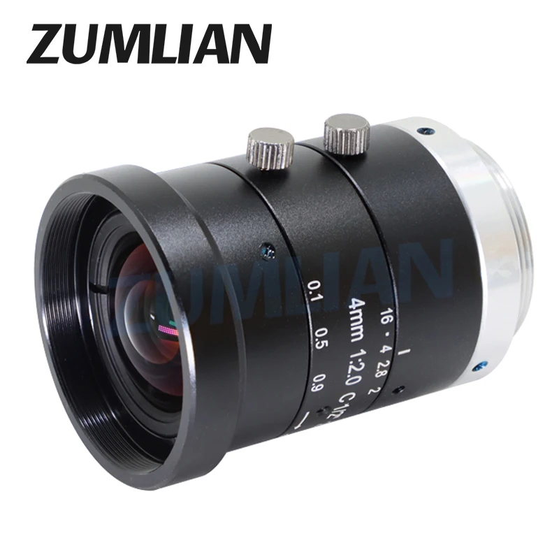 2MP Large Wide Angle lens 4mm F2.0 C-Mount Machine Vision Lens Low Distortion FA Lens for Camera Filter Thread M30.5 CCTV lens