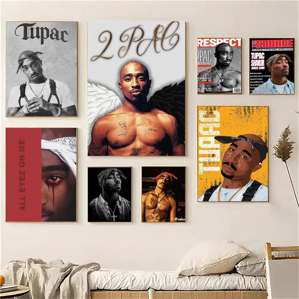 Tupac Shakur Singer Poster Self-adhesive Decal Living Room Bedroom Party Bar Decor Moisture-proof Fade-resistant