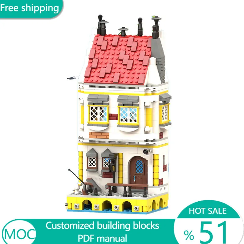 

673 PCS Medieval Royal HarborHouse MOC Customize Modular Building Block Popular Simple Kids Technology DIY Boy Festival Toy Gift