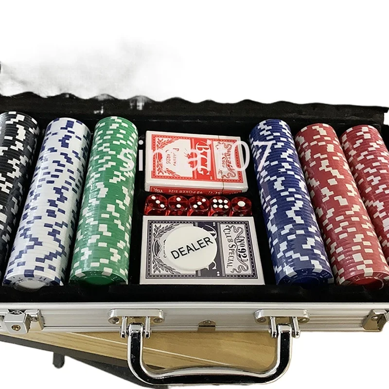 مجموعة شرائح البوكر - تكساس هولدم وبلاك جاك مع حقيبة حمل وبطاقات ونرد وأزرار #2