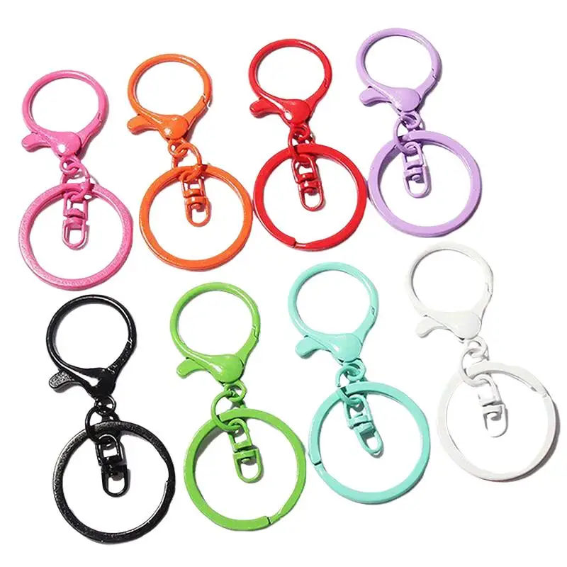 5/10/15/20pcs Key Rings Long 30mm Popular Colorful Metal Lobster Clasp Key Hook Chain Jewelry Making for Keychain Supplies