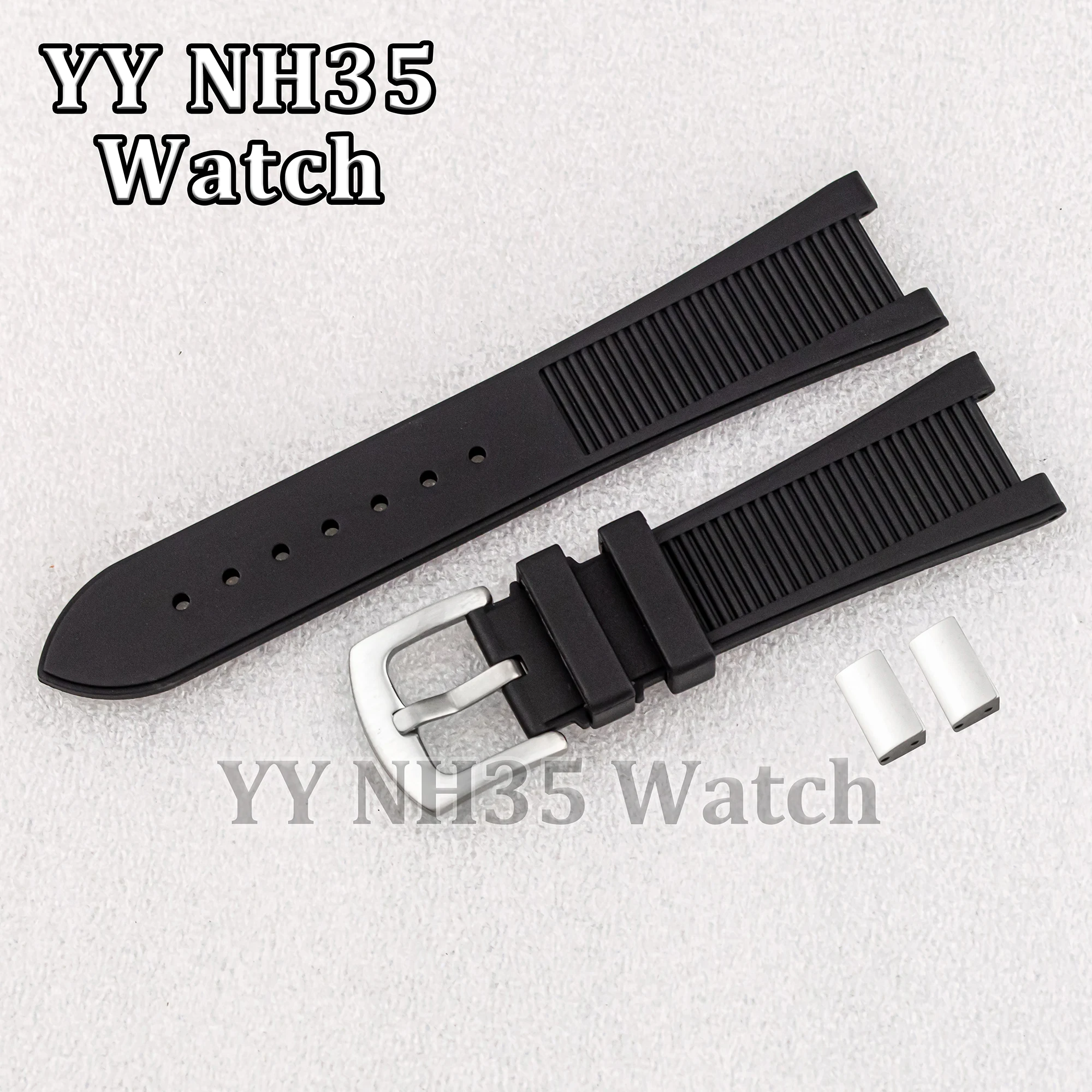 

25mm Rubber Strap New Watchband for Nautilus DIY Watch Mod Parts Replacements High Quality Wristband fit NH35/NH36 Movement