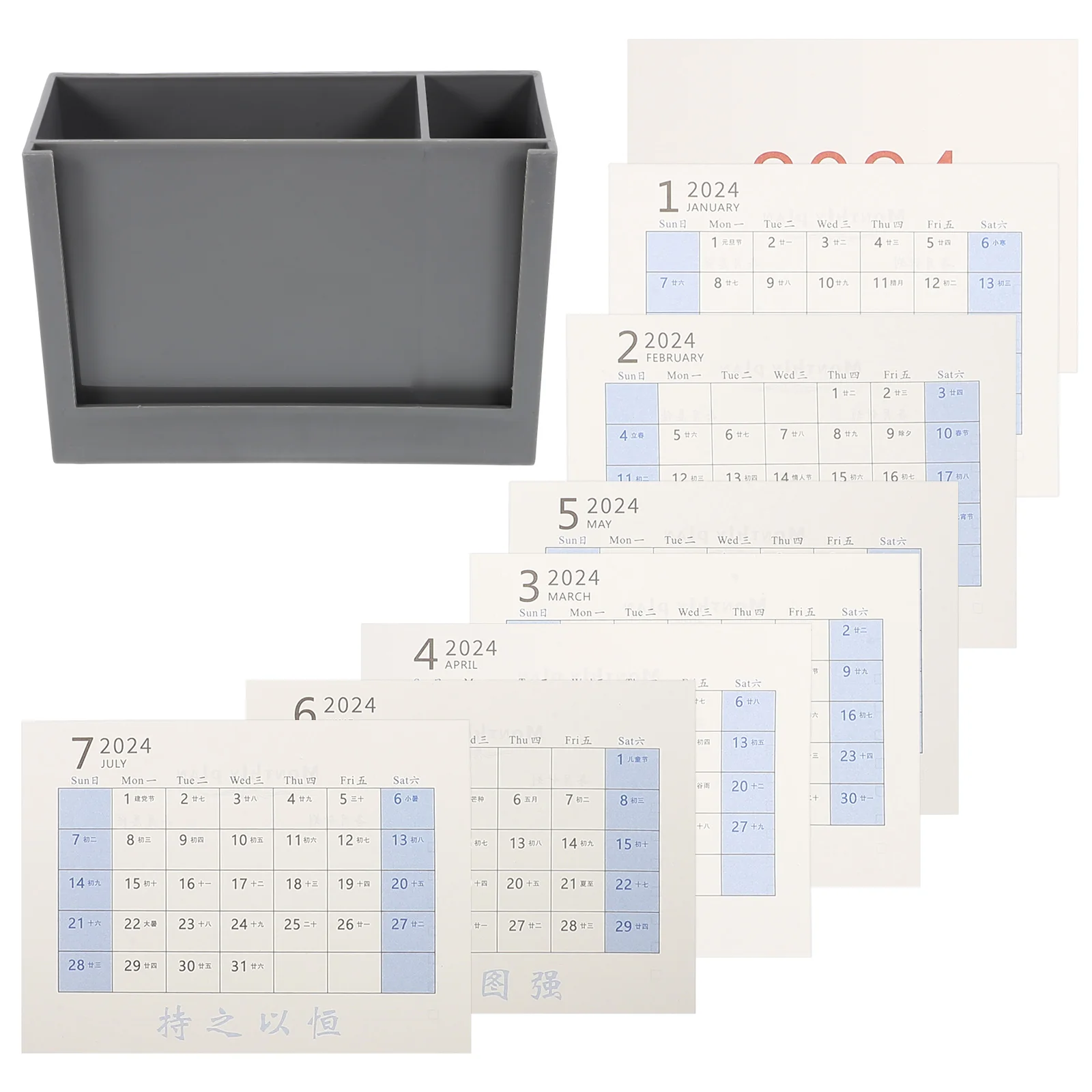 

Desk Calendar Pen Holder Pencil Countertop for Dog Organiser Desktop Organizer Storage Abs Coloured Holders Creative Desktoppen