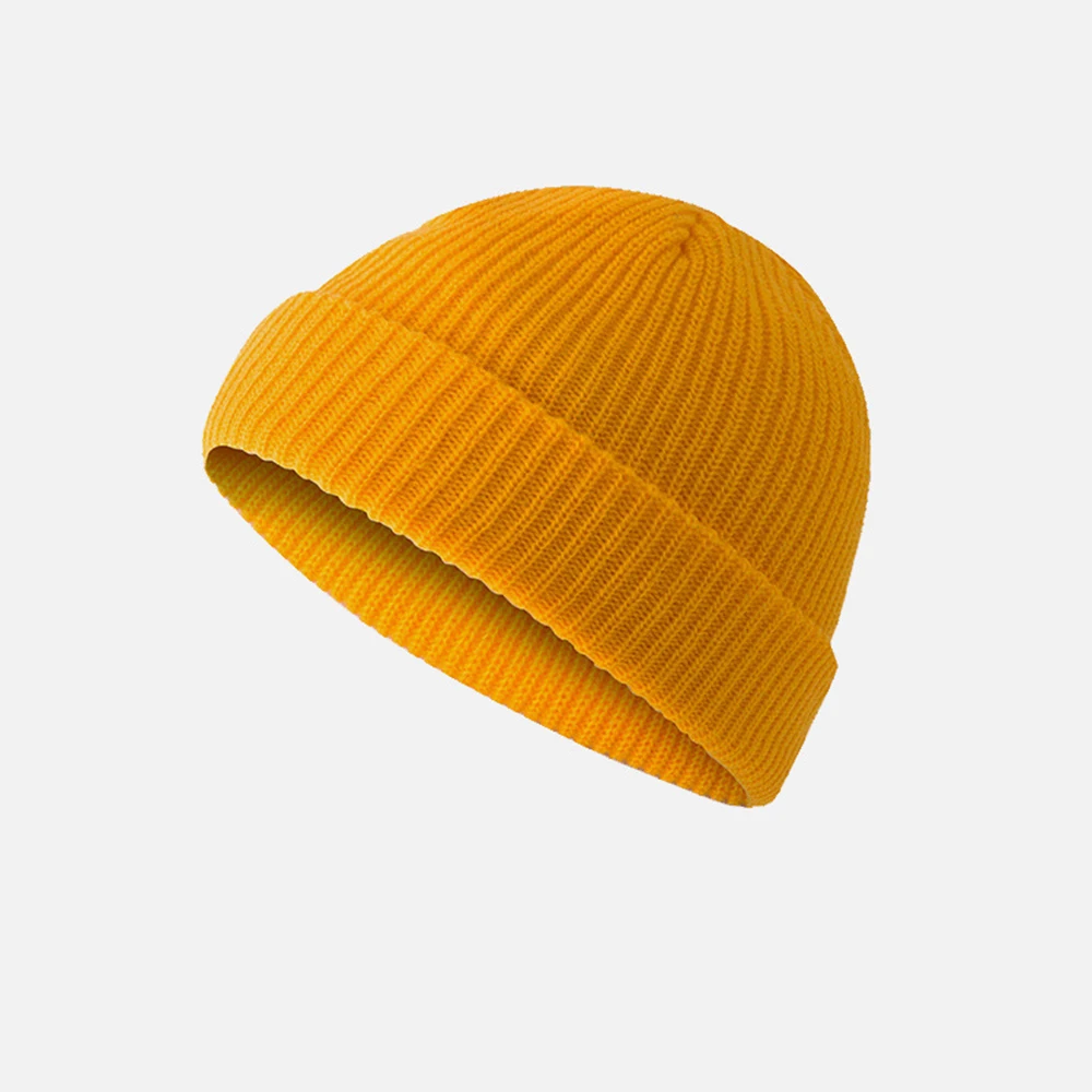 Gorro Hip Hop masculino e feminino de malha, boné de melão sem borda, gorro pescador com manguito, solidéu, moda outono, inverno