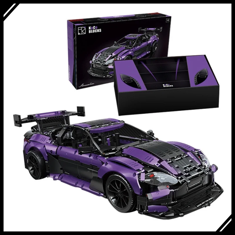 KAKU C001 Creative Sports Car Purple Building Blocks Toy Small Particle DIY Assembly Model Educational Gift for Kids Boys