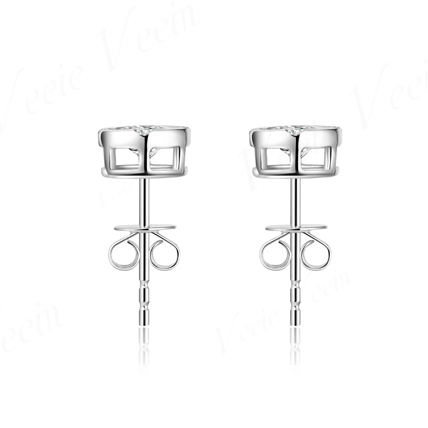 Veeie Veein S925 Silver Cultured Diamond Stud Earrings for Women, Delicate and Simple Silver Ear Cuff Accessories
