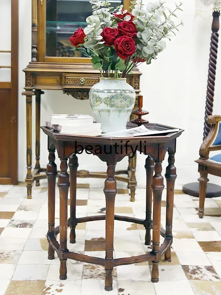 2003 Design and manufacture of retro solid wood octagonal tray edge few corners old Shanghai Western B & B villa decoration