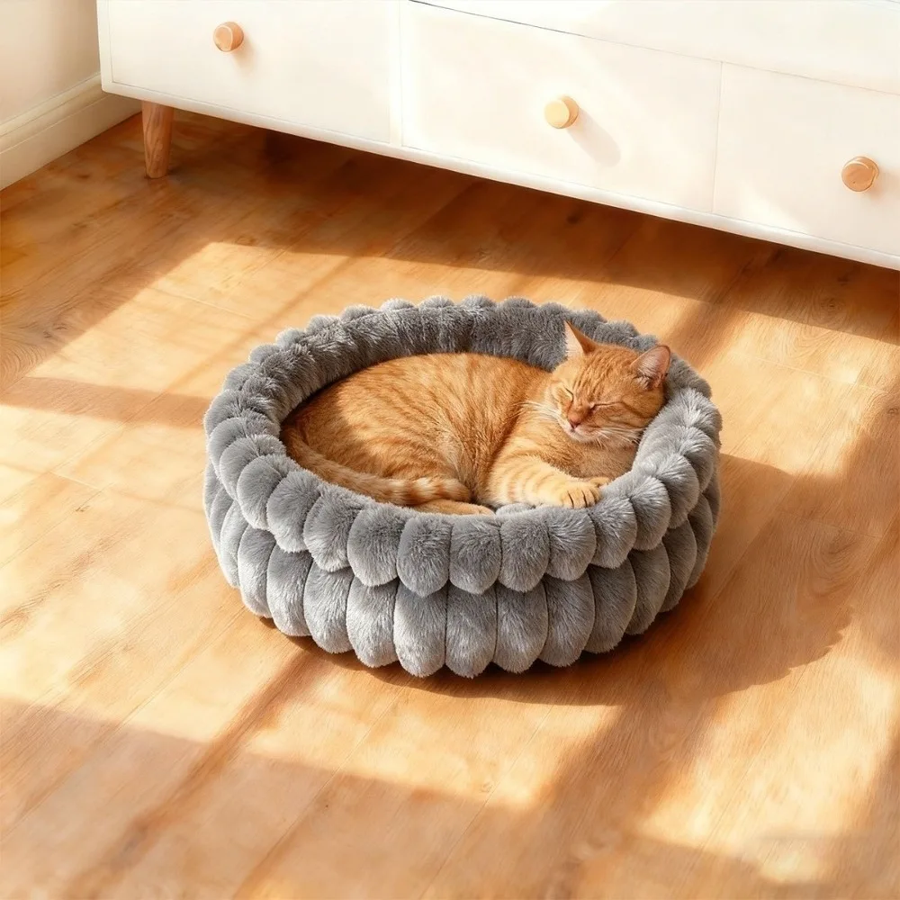 Cama Redonda Universal para Gatos e Cães, Aconchegante e Lavável, Ideal para o Inverno