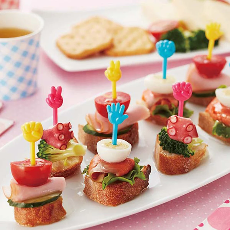 

9Pcs Fruit Fork Food Grade Plastic Mini Cartoon Kids Cake Fruit Toothpick Bento Lunch Bento Accessories Party Decoration
