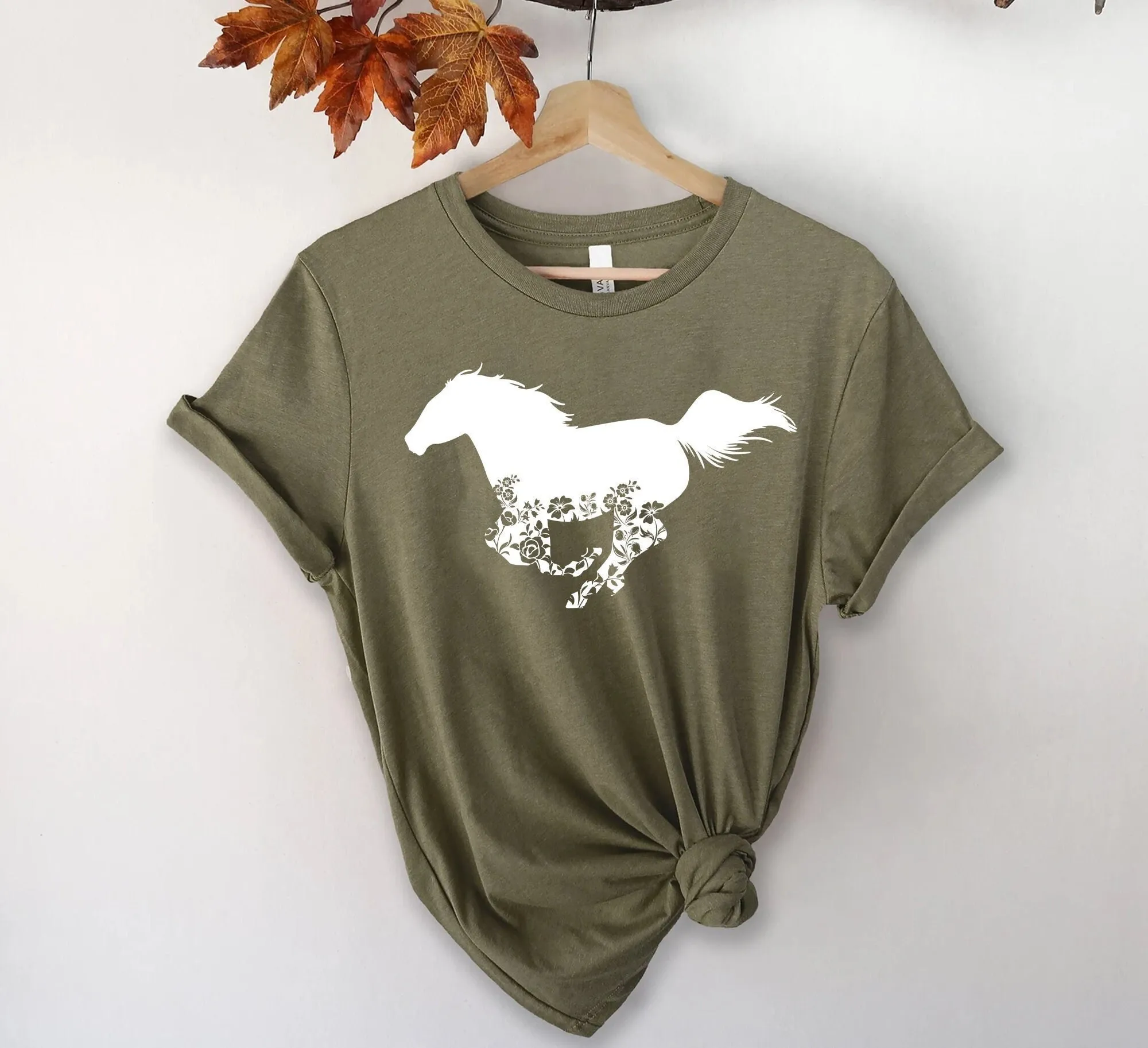 Floral Horse T Shirt Lover For Her Country Lovers Equestrian Animal