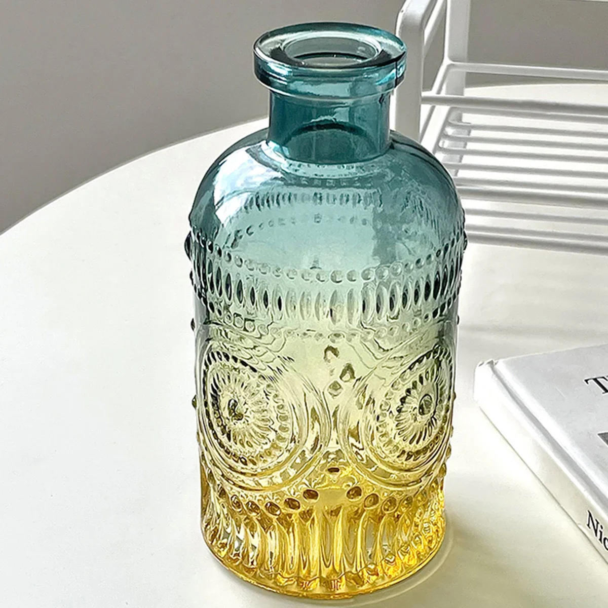 

"Европейский стиль, ретро-арт, цвет, прозрачная стеклянная ваза для цветов, небольшой калибр, украшение для стола из сухих цветов для гостиной"