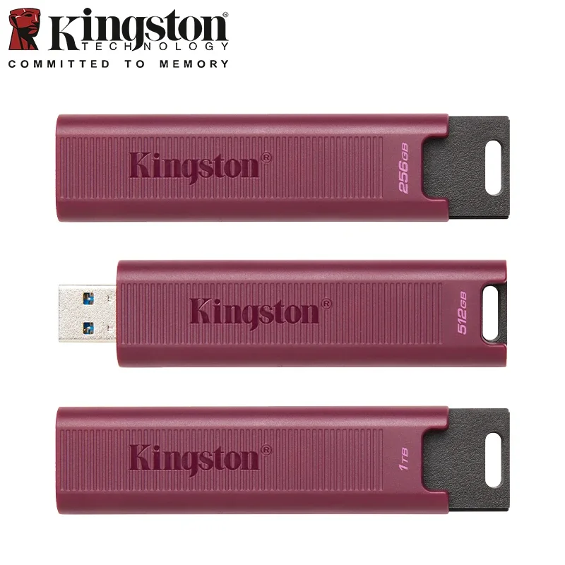 Kingston DataTraveler Max Type-A محرك فلاش USB 256 جيجابايت 512 جيجابايت 1 تيرا بايت USB 3.2 Gen 2 محرك فلاش محرك القلم الأحمر DTMAXA للكمبيوتر