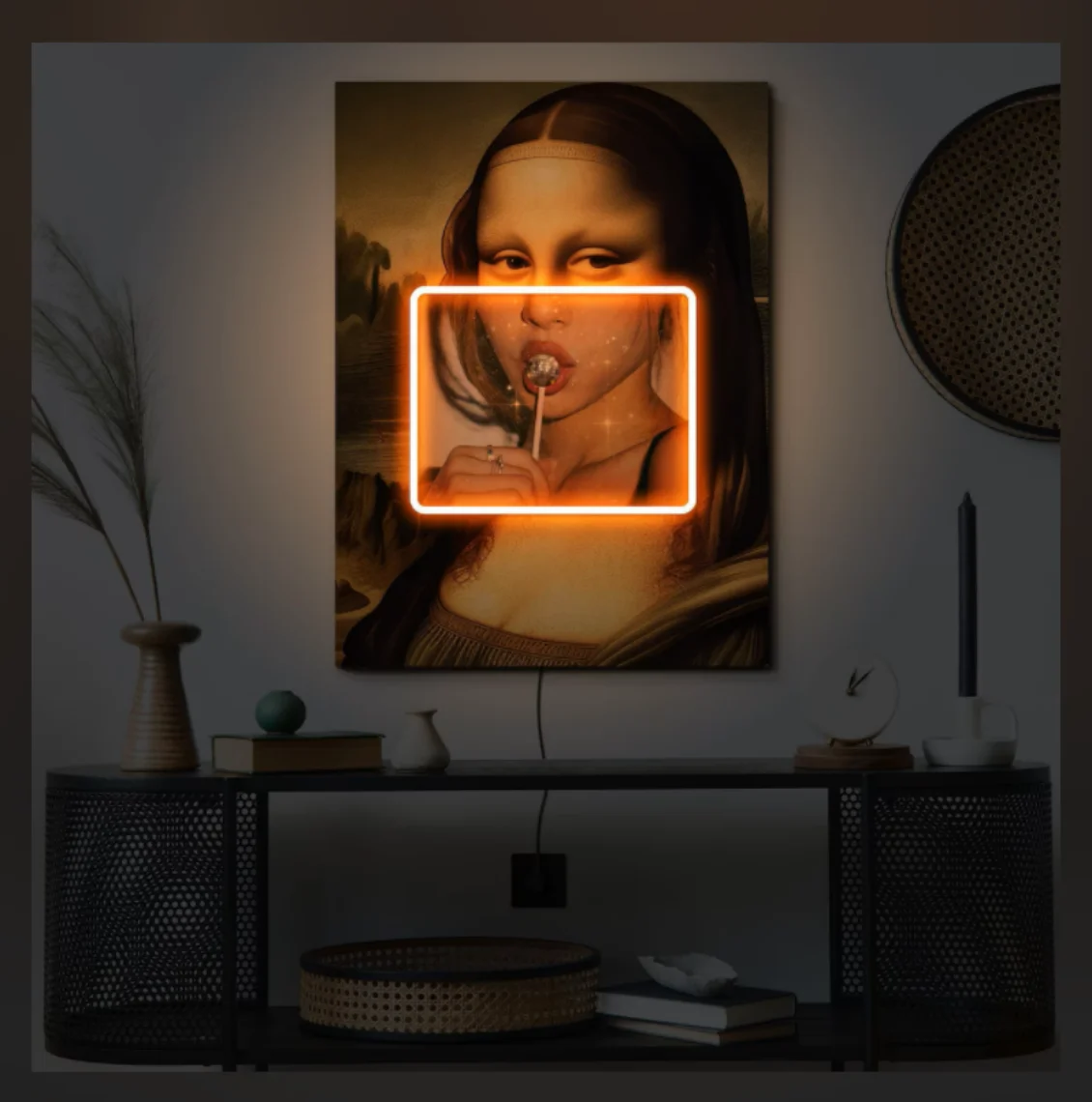 Mona-Lisa neon sign Mona- Lisa neon poster Unique neon art Mona-Lisa pop art Neon painting art Modern painting wall art led Co