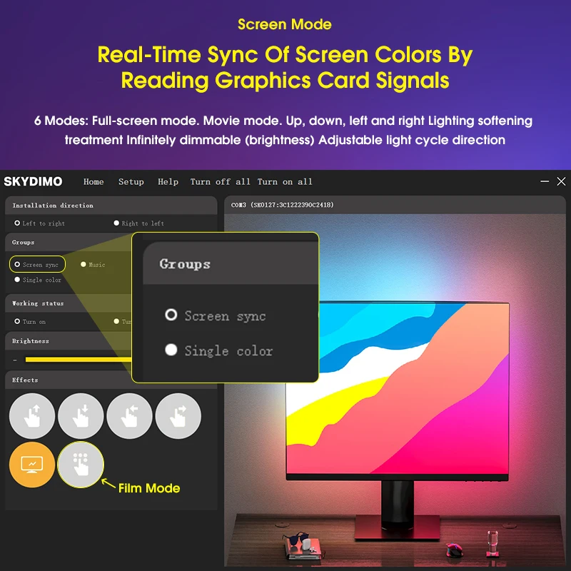 RGB Ambient PC podświetlenie ekran monitora do synchronizacji kolorów inteligentny pasek kontrolny na ekranie pulpitu lampa taśmowa do gry