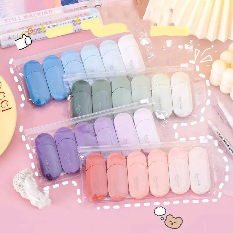 1 Set/6-teiliges süßes Kawaii-Abstufungs-Korrekturband, veränderte Werkzeuge, Schule, Büro, Korrektor, Schreibwaren, süße Neuheitsbedarf