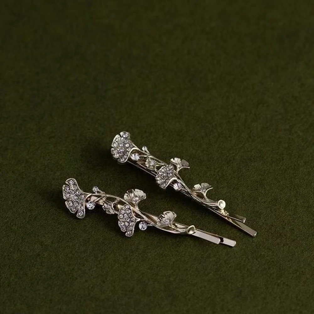 

Trendy Elegant Ginkgo Hair Accessories Rhinestone Hair Grips Exquisite Hair Clips Women Girls