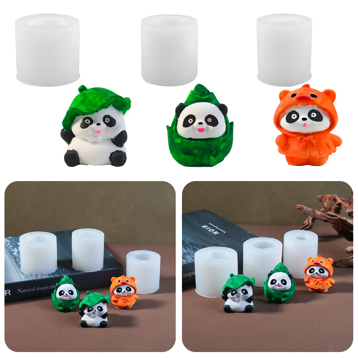 ثلاثية الأبعاد الباندا قوالب السيليكون شمعة الراتنج والروائح ديكور المنزل لوازم الحرفية راتنجات الايبوكسي قوالب شمعة صنع عدة